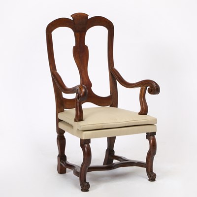 Lot 254 - Louis XIV Upholstered Walnut Os de Mouton Armchair