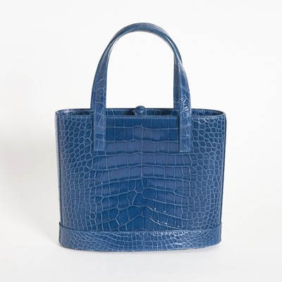 Lot 204 - Manolo Blahnik Blue Crocodile Bag