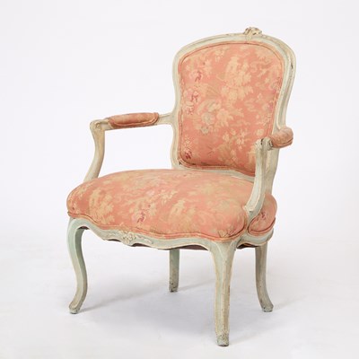 Lot 256 - Louis XV Painted Upholstered Fauteuil
