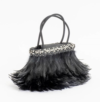 Lot 282 - Black Feather Cocktail Bag by Barbaree