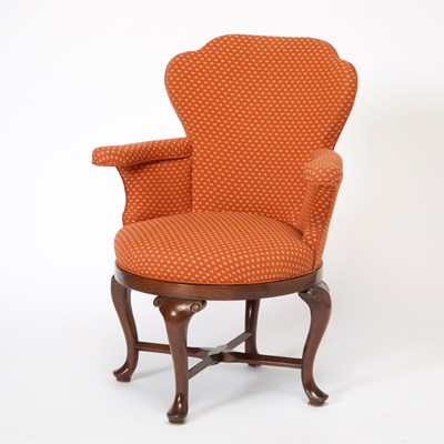 Lot 161 - Smith and Watson George II Style Upholstered Mahogany Swivel Chair