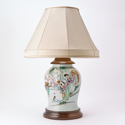 Lot 100 - Chinese Export Famille Rose Porcelain Jar, Made Into a Lamp
