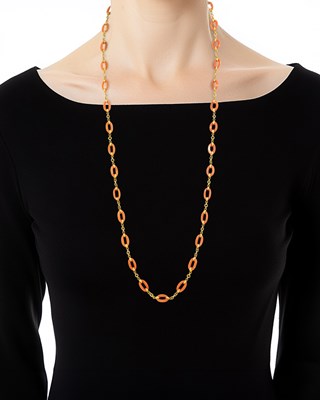 Lot 15 - Long Gold and Coral Link Necklace