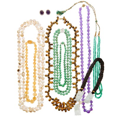 Lot 1247 - Group of Gold, Gilt-Metal, Cultured Pearl and Bead Jewelry