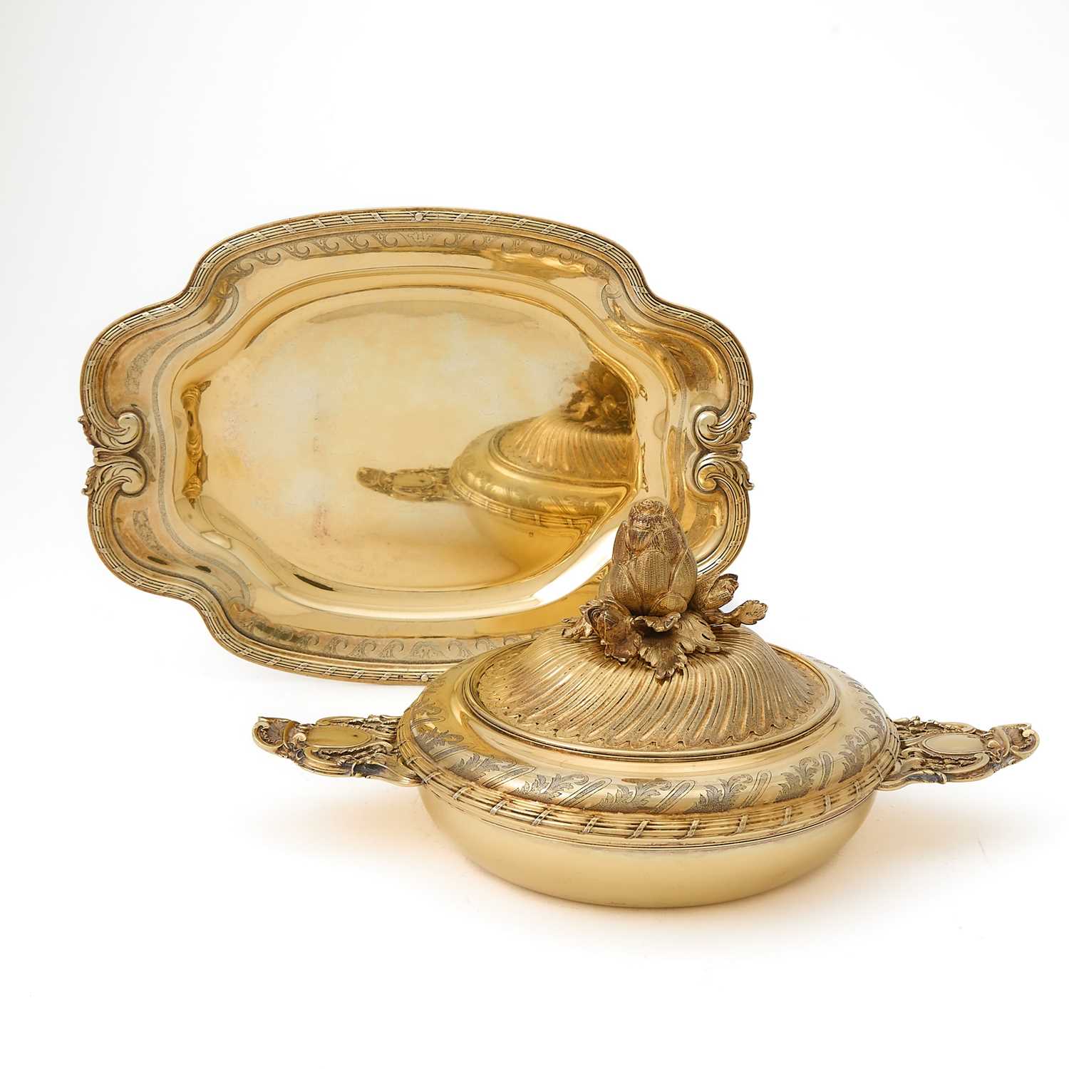 Lot 208 - Puiforcat Silver Gilt Covered Ecuelle and Tray