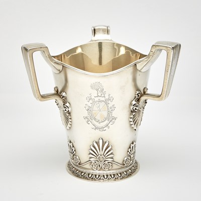 Lot 210 - American Sterling Silver Gilt Three Handled Cup
