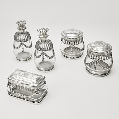 Lot 193 - French Silver and Glass Part Dresser Set