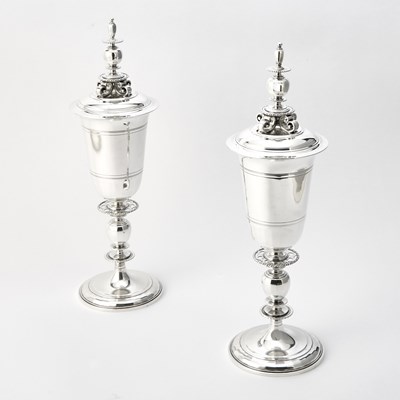 Lot 274 - Pair of Tiffany & Co. Sterling Silver Covered Cups