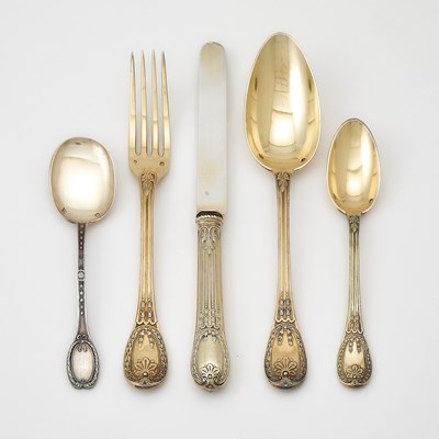 Lot 188 - Assembled French Silver Gilt Dessert Flatware Service