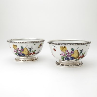 Lot 185 - Pair of French Silver Mounted Samson Porcelain Bowls
