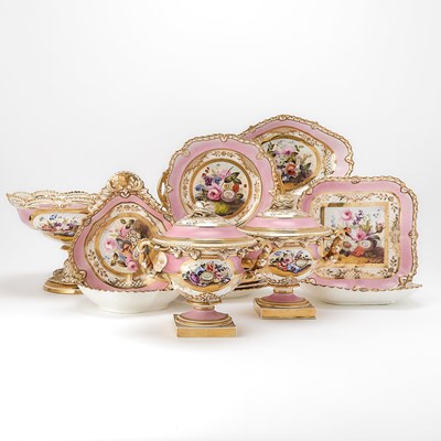 Lot 197 - Coalport Pink Ground Porcelain Dessert Service