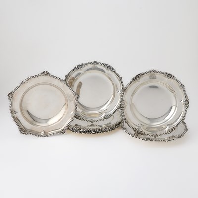 Lot 228 - Five Tiffany & Co. Sterling Silver Dinner Plates and Three Victorian Sterling Silver Soup Plates