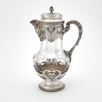 Lot 191 - French Silver and Etched Glass Claret Jug