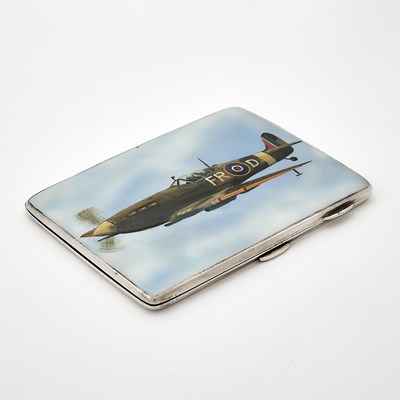 Lot 143 - Military Interest: George V Sterling Silver and Enamel Novelty RAF Cigarette Case