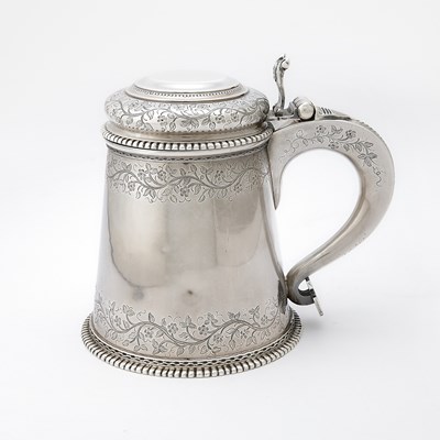 Lot 214 - Danish Sterling Silver Covered Peg Tankard