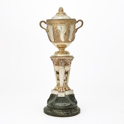 Lot 176 - Continental Silver Covered Cup on Marble Base