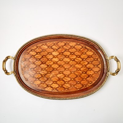Lot 195 - French Silver Mounted Parquetry Two Handled Tray
