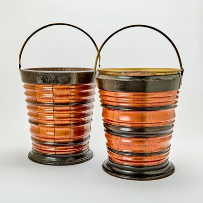 Lot 490 - Two Dutch Fruitwood and Ebonized Peat Buckets