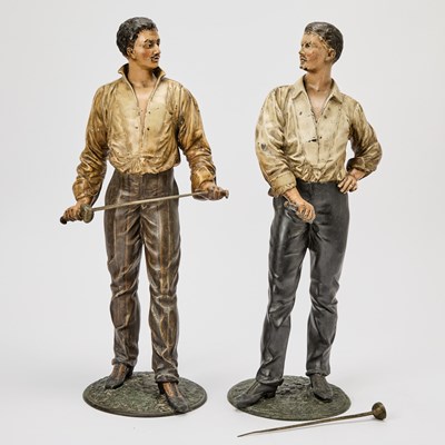 Lot 164 - Pair of Cold Painted Bronze Figures of Fencers