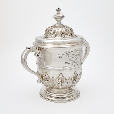 Lot 159 - Yachting Interest: George VI Sterling Silver Two Handled Covered Cup