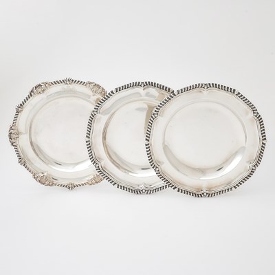 Lot 112 - Pair of Victorian Sterling Silver Dinner Plates and a Belgian Silver Dinner Plate