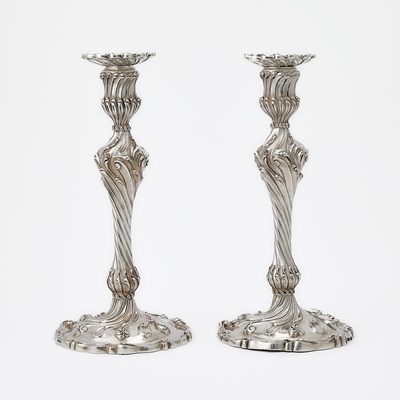 Lot 110 - Pair of Early Victorian Sterling Silver Candlesticks