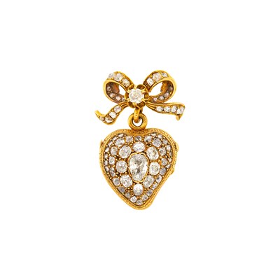 Lot 40 - Antique Gold and Diamond Heart Locket Pin, France