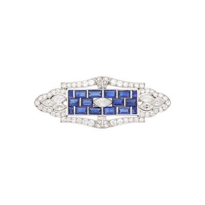 Lot 52 - Platinum, Sapphire and Diamond Brooch