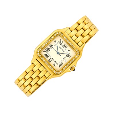 Lot 13 - Cartier Gold and Diamond 'Panthère' Wristwatch