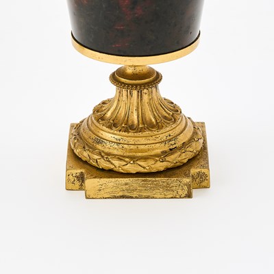 Lot 123 - Pair of Louis XVI Ormolu-Mounted Bloodstone Covered Urns