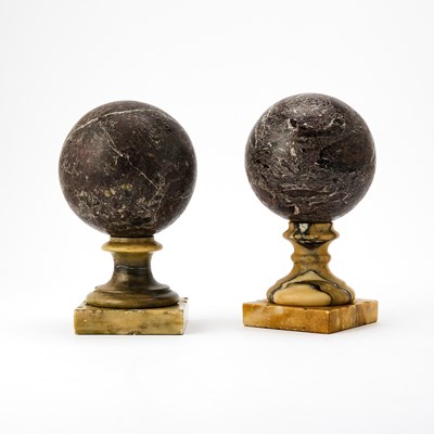 Lot 122 - Near Pair of Spanish Brocatelle Marble Spheres