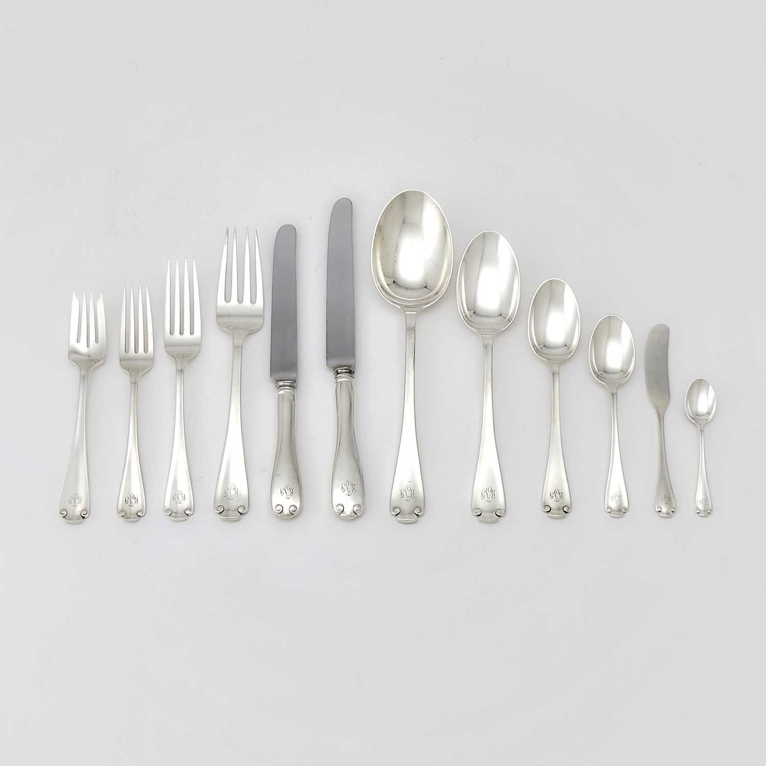 Lot 127 - Tiffany & Co. Sterling Silver "Flemish" Pattern Flatware Service