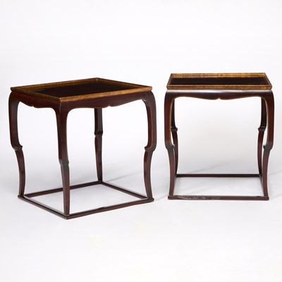 Lot 121 - Pair of Chinese Style Gilt-Decorated Lacquered End Tables