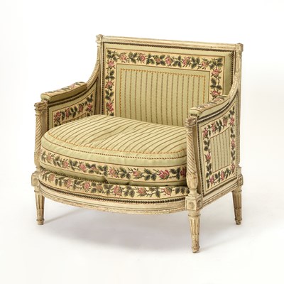 Lot 125 - Louis XVI Painted and Upholstered Marquise