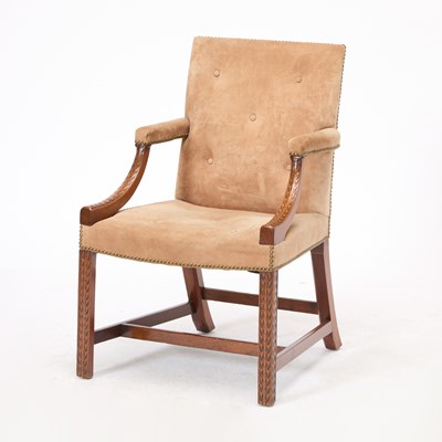 Lot 148 - George III Upholstered Mahogany Library Armchair