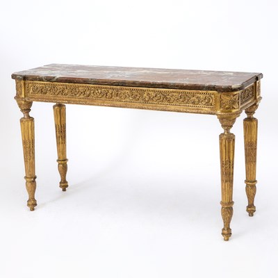 Lot 151 - Continental Neoclassical Marble Top Giltwood Console