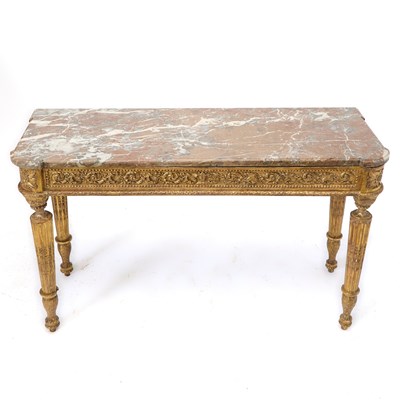 Lot 151 - Continental Neoclassical Marble Top Giltwood Console