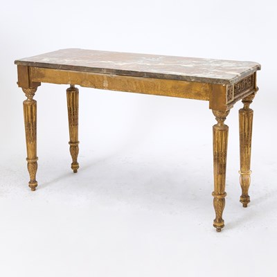 Lot 151 - Continental Neoclassical Marble Top Giltwood Console