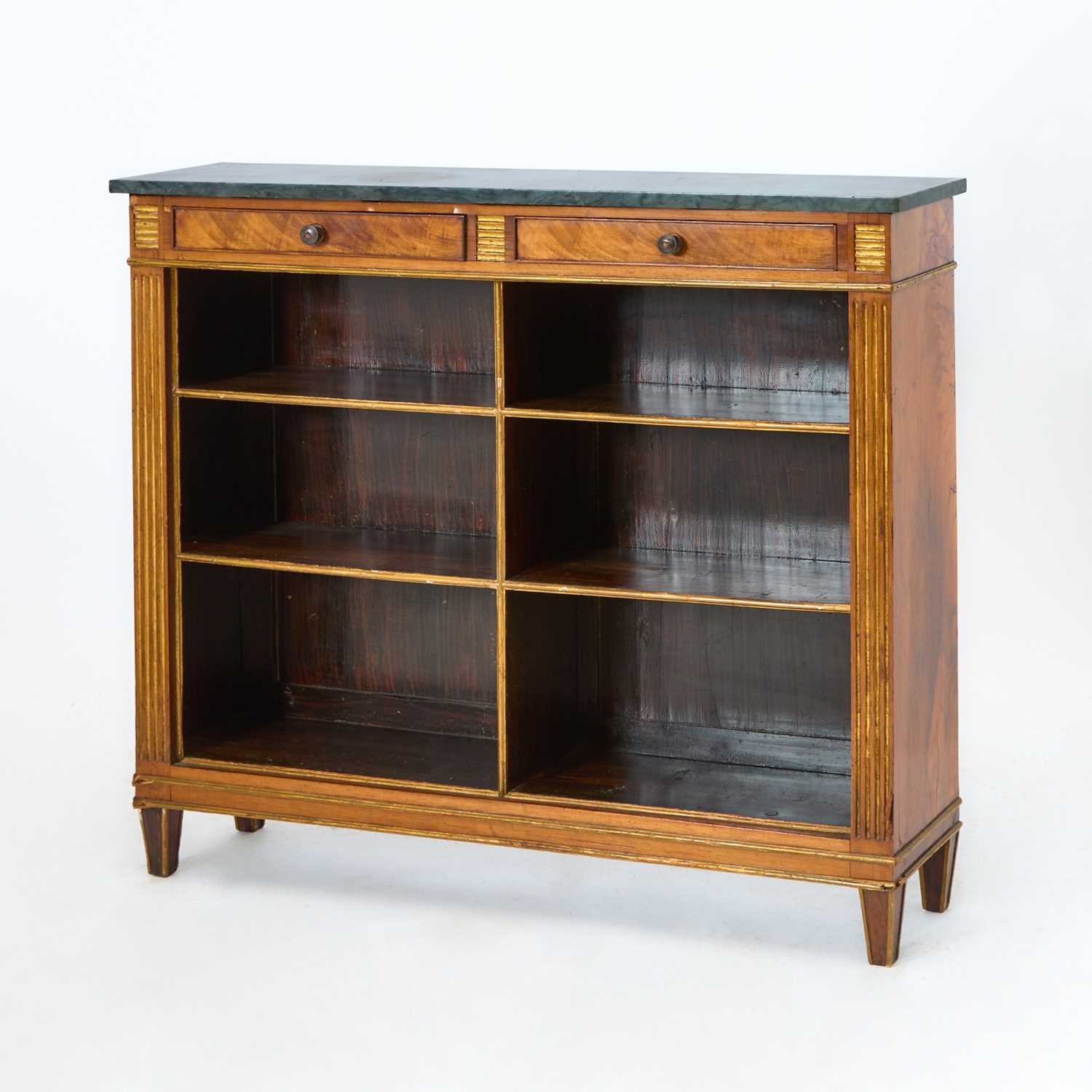 Lot 147 - Regency Parcel-Gilt Mahogany and Rosewood Open Bookcase