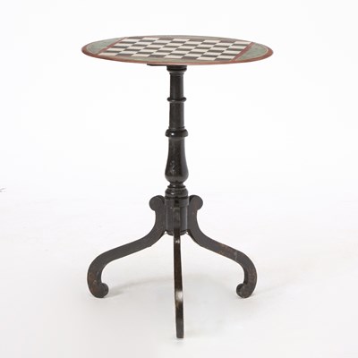 Lot 158 - Painted Metal and Wood Tripod Games Table