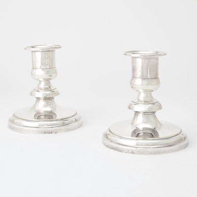 Lot 126 - Pair of Christofle Silver Plated Candlesticks