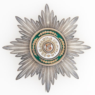 Lot 108 - Russian Silver and Enamel Star of the Order of St. Stanislas