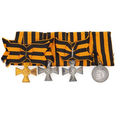 Lot 110 - Group of Three Russian St. George Crosses and a Medal for Bravery