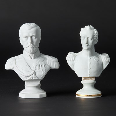 Lot 95 - Two Porcelain Busts of Russian Emperors Nicholas I and Nicholas II