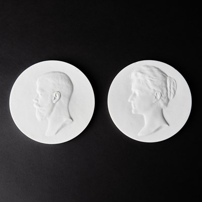 Lot 99 - Pair of Russian Biscuit Porcelain Relief Plaques