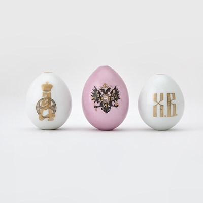 Lot 80 - Group of Three Russian Porcelain Easter Eggs