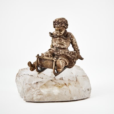 Lot 275 - Russian Gilt-Bronze and Rock Crystal Model of Child on Sled