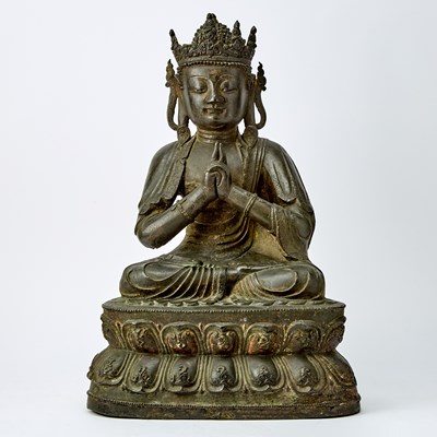 Lot A Large and Rare Dated Chinese Bronze Figure of Vairocana