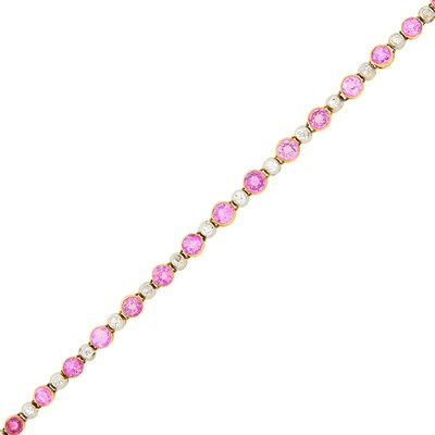 Lot Antique Gold, Platinum, Pink Sapphire and Diamond Bracelet