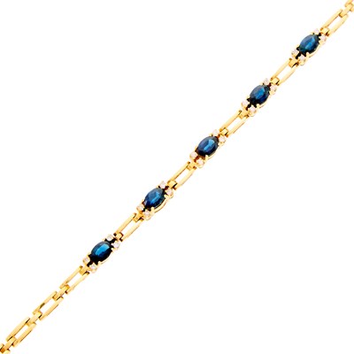 Lot 1176 - Gold, Sapphire and Diamond Bracelet